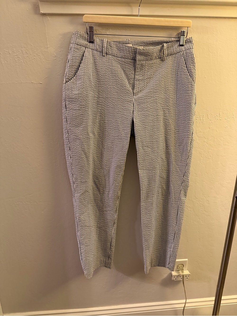 A New Day Dark grey & White Vertical Stripe seersucker pants